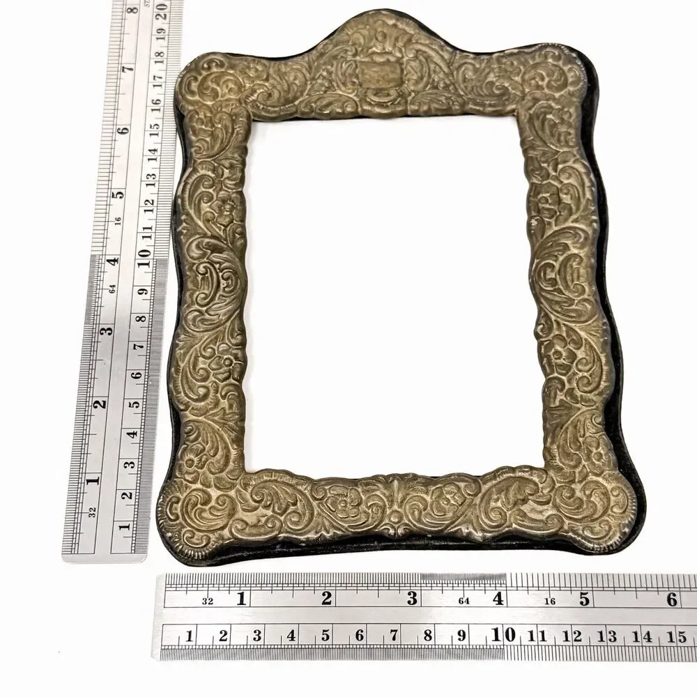 Vintage Ornate Picture Frame Antiqued Brass Bronze Patina Baroque Floral
